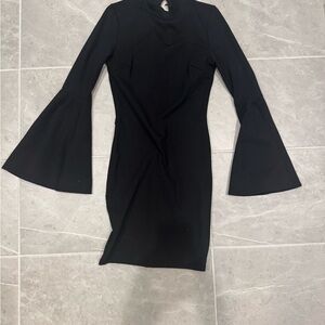 Elegant Black Bell Sleeve Dress